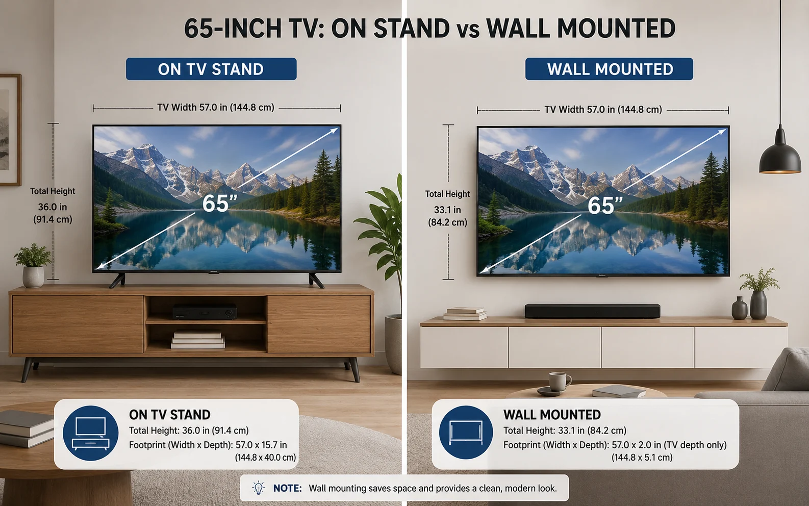 65 Inch TV On Stand Vs. Wall Mounted
