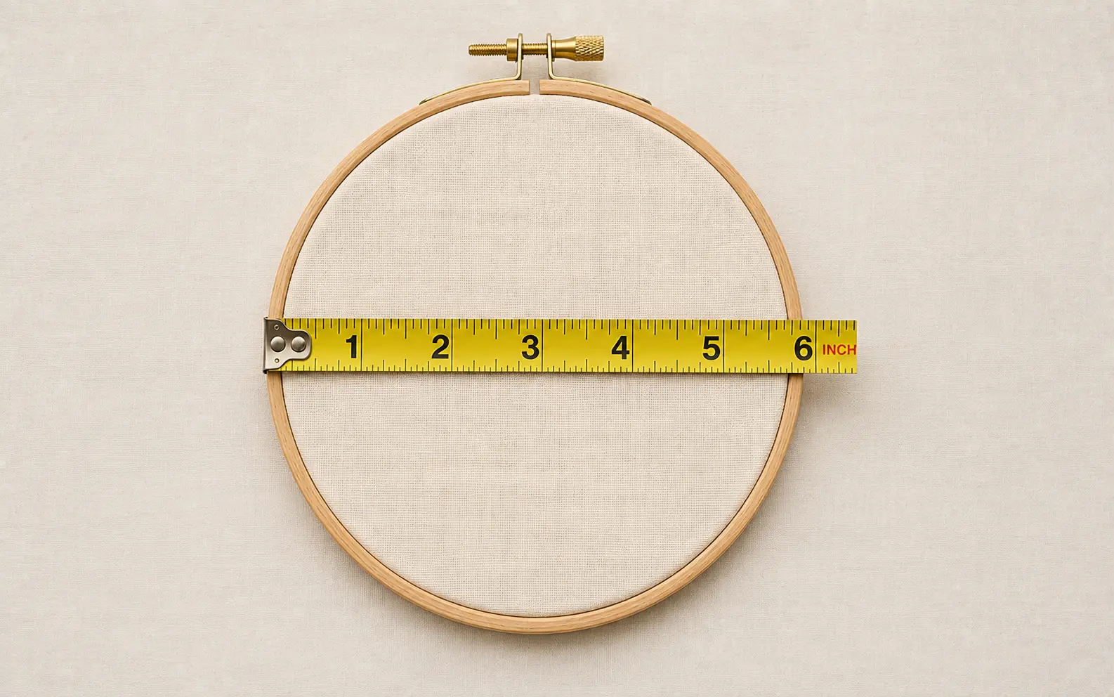 6-inch embroidery hoop, a standard craft size 6-inch embroidery hoop, a standard craft size