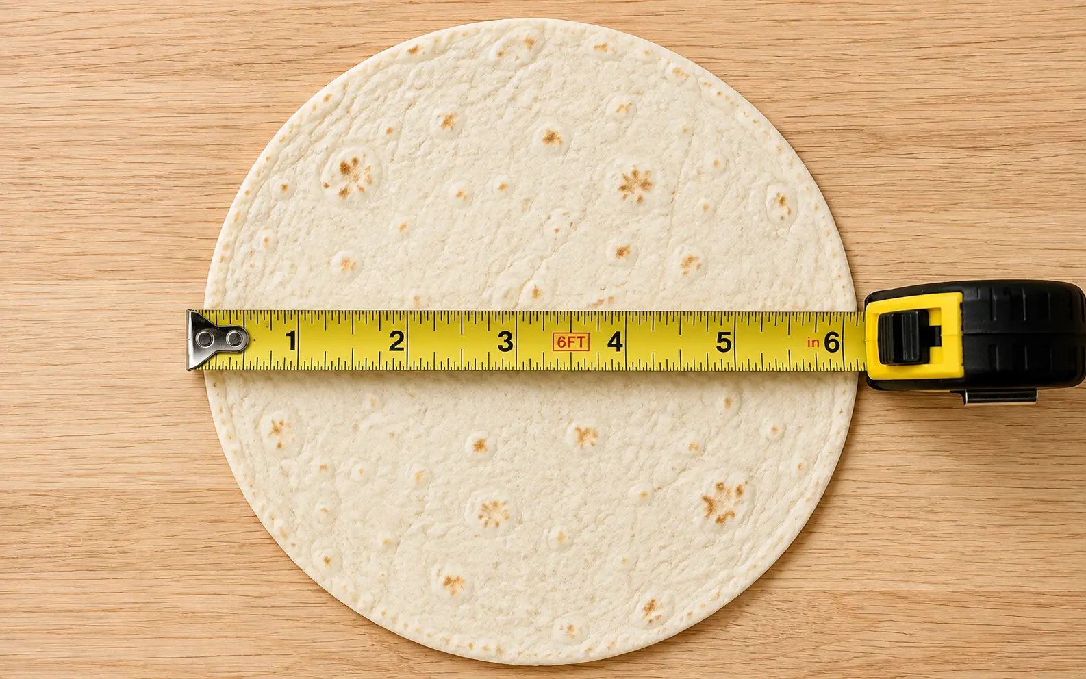 Taco-size flour tortilla measuring 6 inches in diameter Taco-size flour tortilla measuring 6 inches in diameter