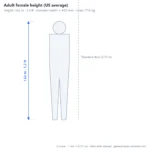 Adult female height (US average) scale dimensions diagram