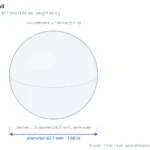 Golf ball scale dimensions diagram