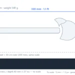Claw hammer scale dimensions diagram