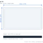 50-inch TV scale dimensions diagram